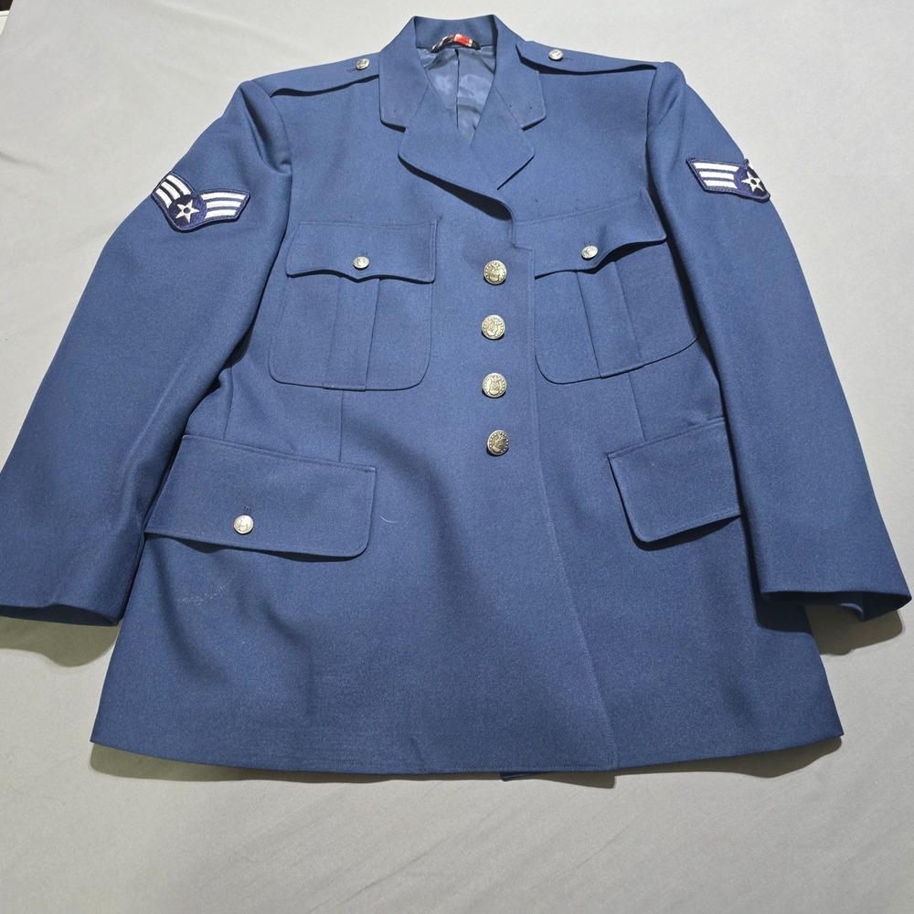 Patriot USAF Dress Blue Jacket Mens 43S Blue Military Uniform Sergeant Patches